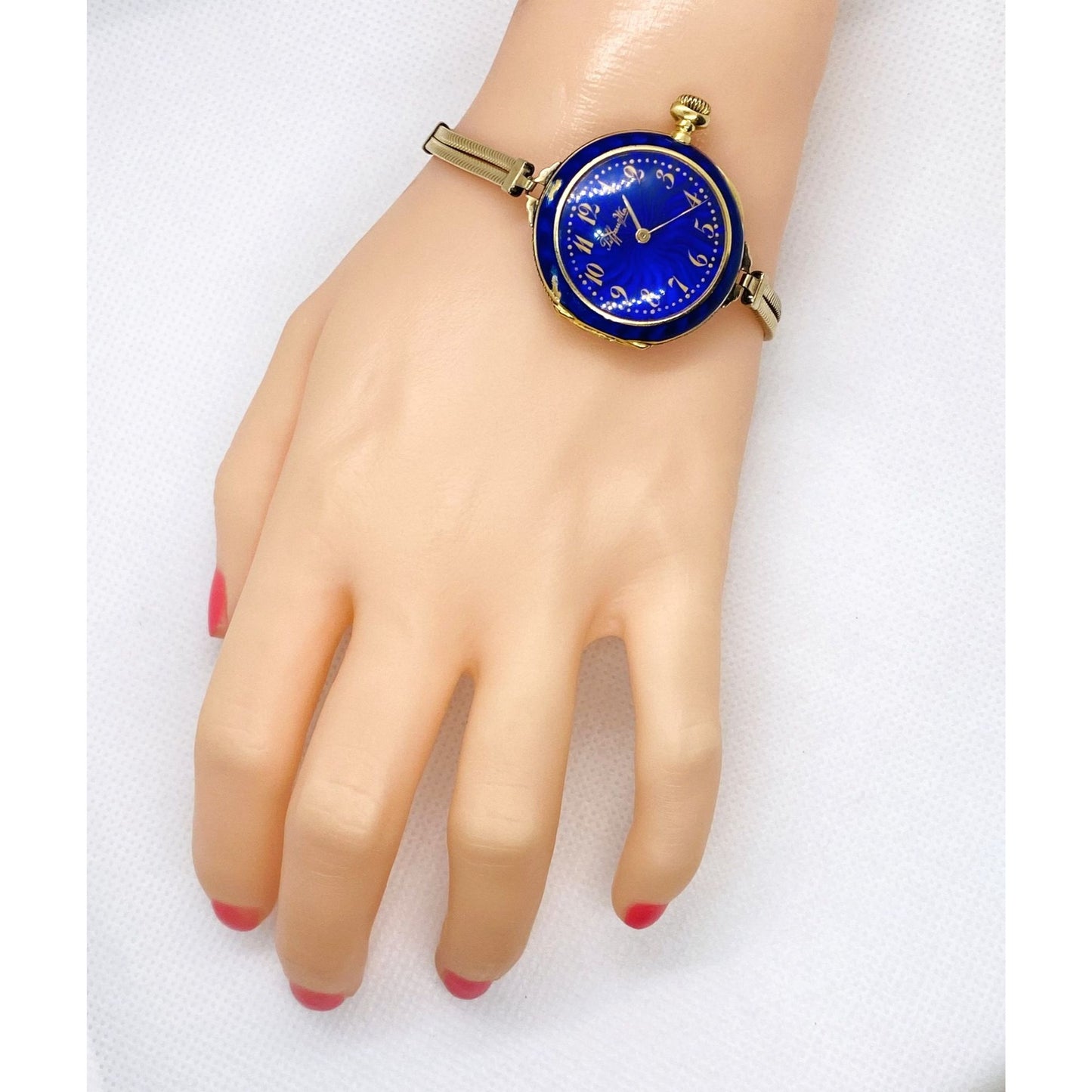 Tiffany & Co 18K Blue Enamel Pocket Wrist Watch Chipped Enamel Watch