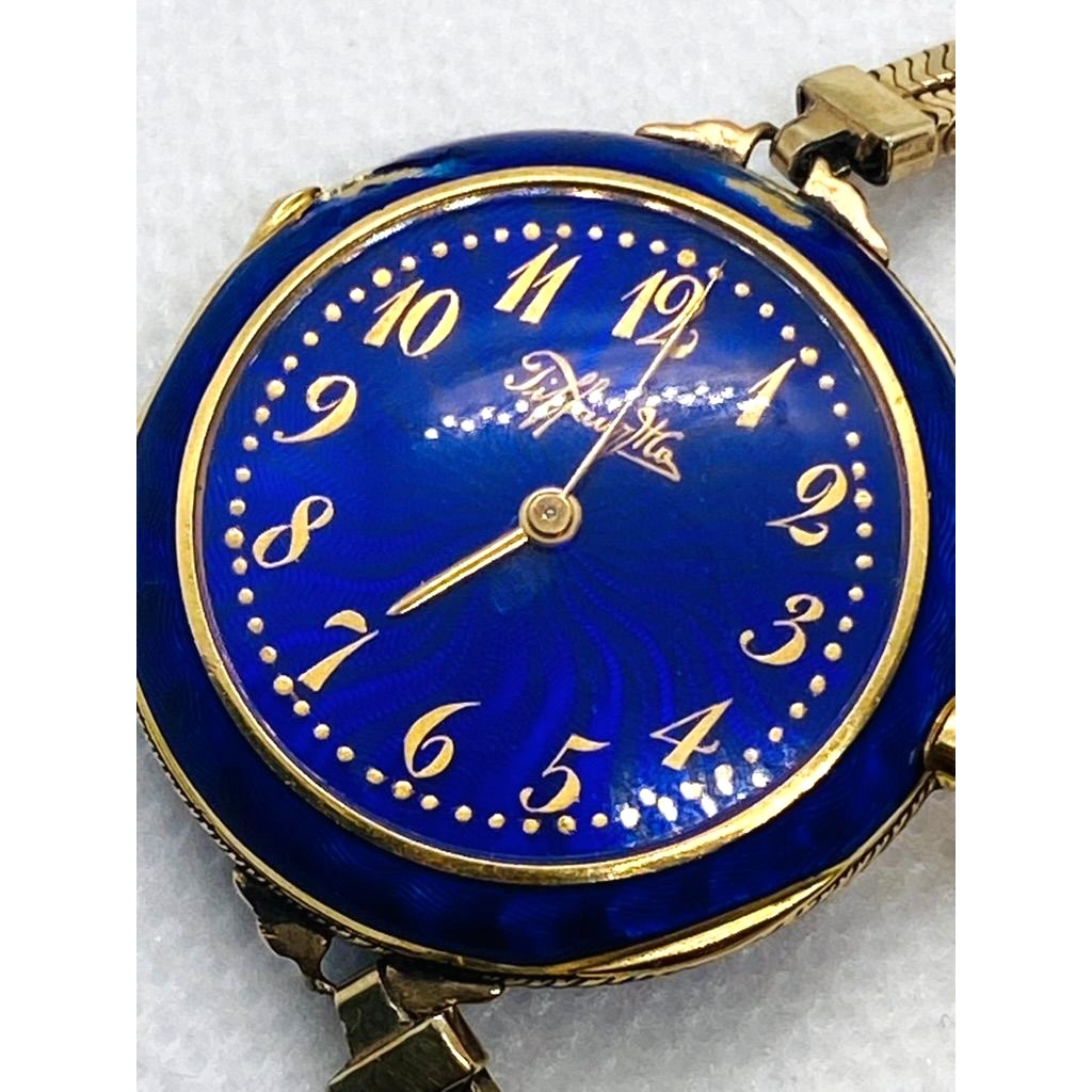 Tiffany & Co 18K Blue Enamel Pocket Wrist Watch Chipped Enamel Watch