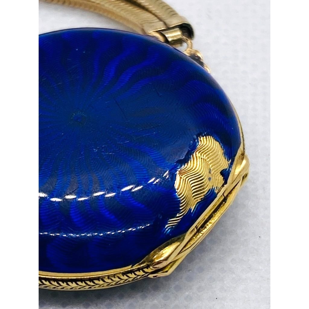 Tiffany & Co 18K Blue Enamel Pocket Wrist Watch Chipped Enamel Watch