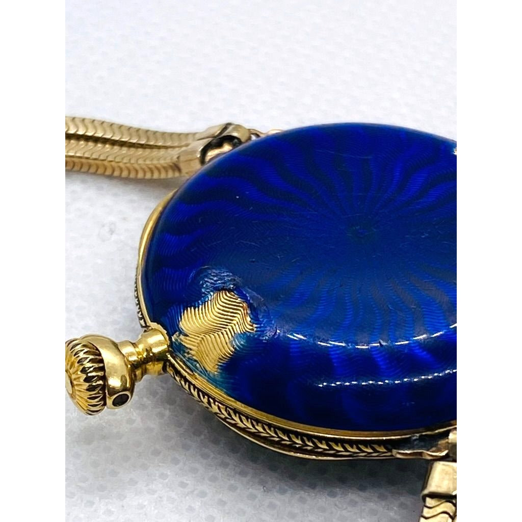 Tiffany & Co 18K Blue Enamel Pocket Wrist Watch Chipped Enamel Watch
