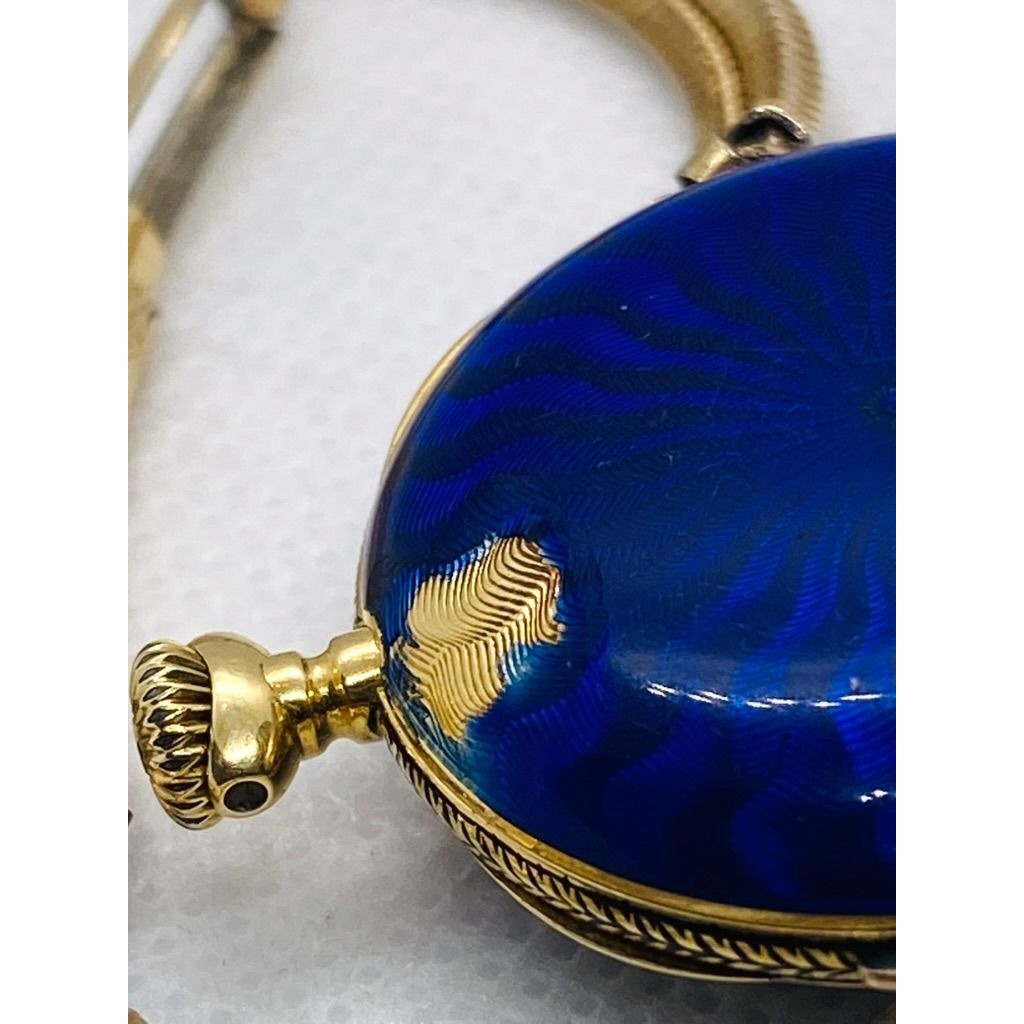 Tiffany & Co 18K Blue Enamel Pocket Wrist Watch Chipped Enamel Watch