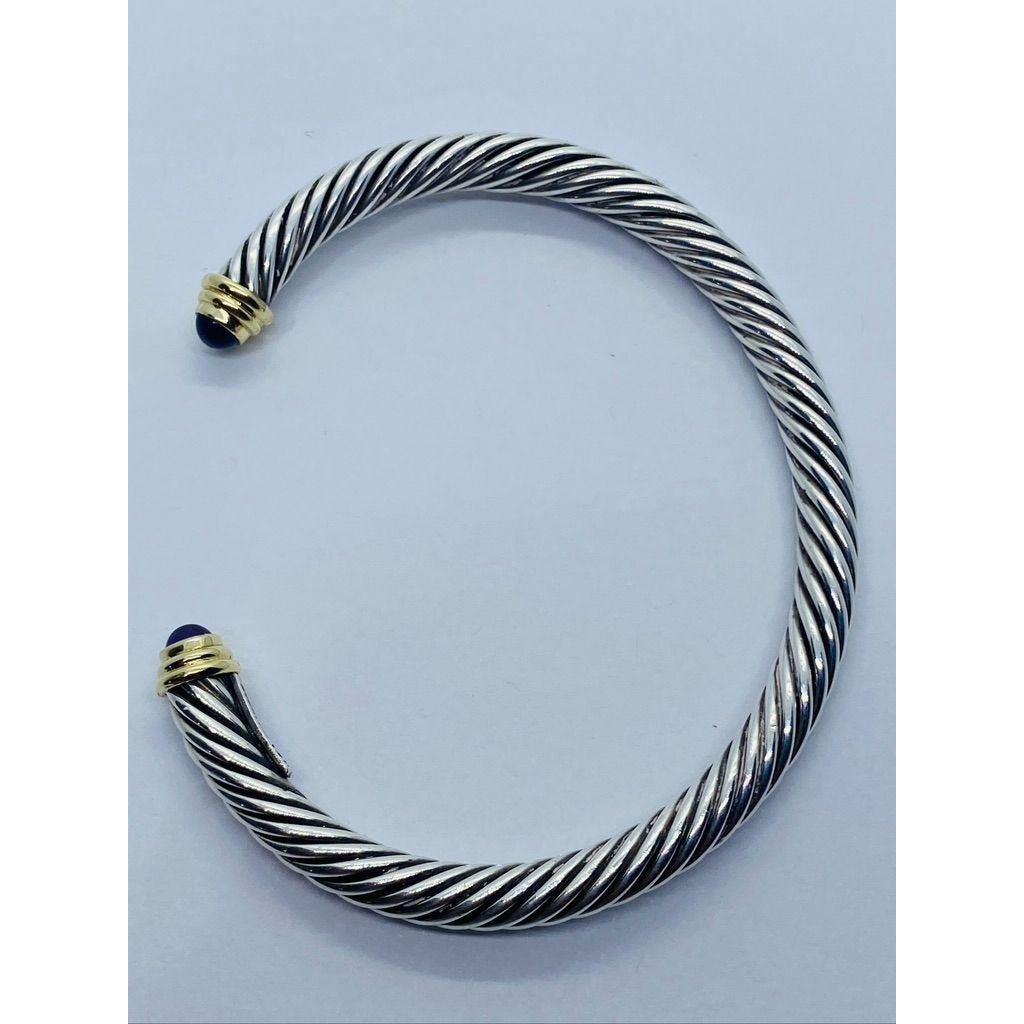 Sterling Si.ver 925 14K 585 Cable Amethyst Bracelet