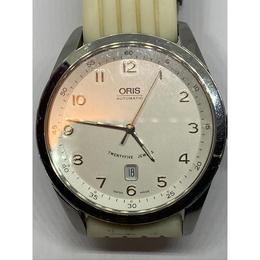 Authentic ORIS Classic XXL 7512 White Dial Auto 44mm Stainless Steel Watch READ