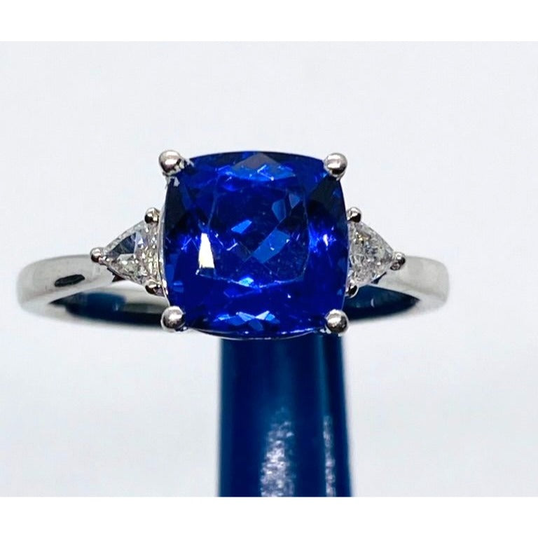 Rhapsody Platinum 950 Tanzanite and Trillian Diamond Ring Size 8