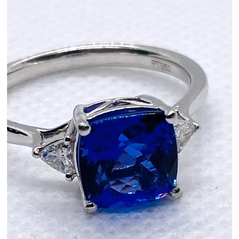 Rhapsody Platinum 950 Tanzanite and Trillian Diamond Ring Size 8