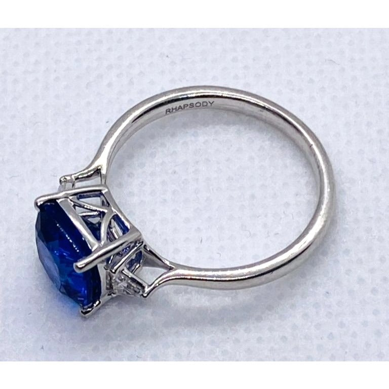 Rhapsody Platinum 950 Tanzanite and Trillian Diamond Ring Size 8