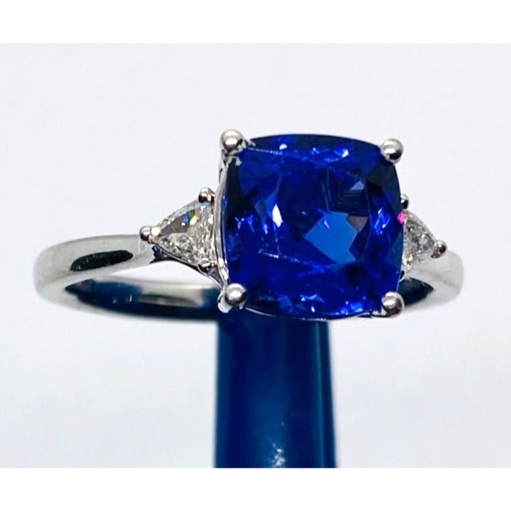 Rhapsody Platinum 950 Tanzanite and Trillian Diamond Ring Size 8