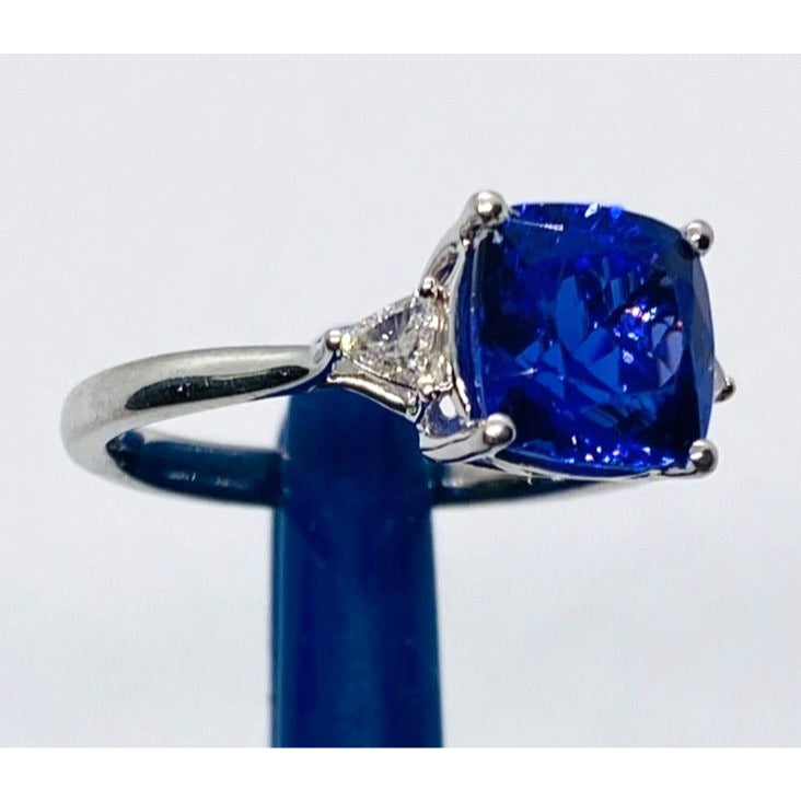 Rhapsody Platinum 950 Tanzanite and Trillian Diamond Ring Size 8