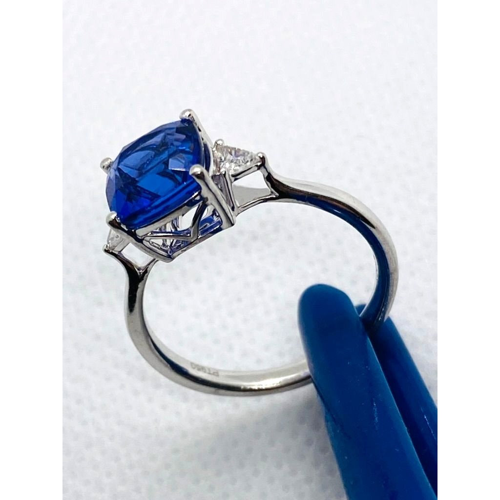 Rhapsody Platinum 950 Tanzanite and Trillian Diamond Ring Size 8