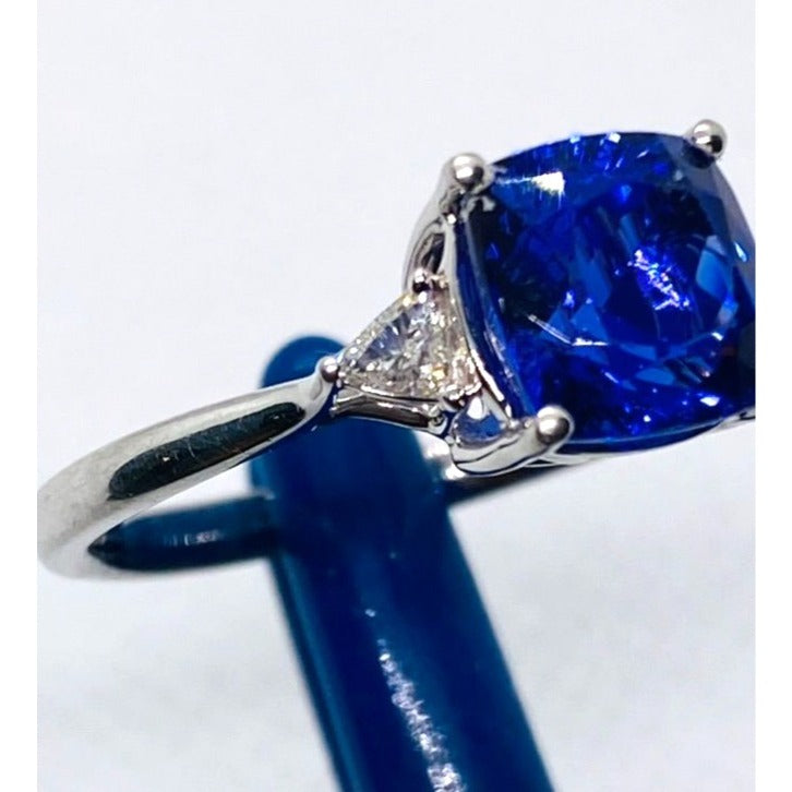 Rhapsody Platinum 950 Tanzanite and Trillian Diamond Ring Size 8