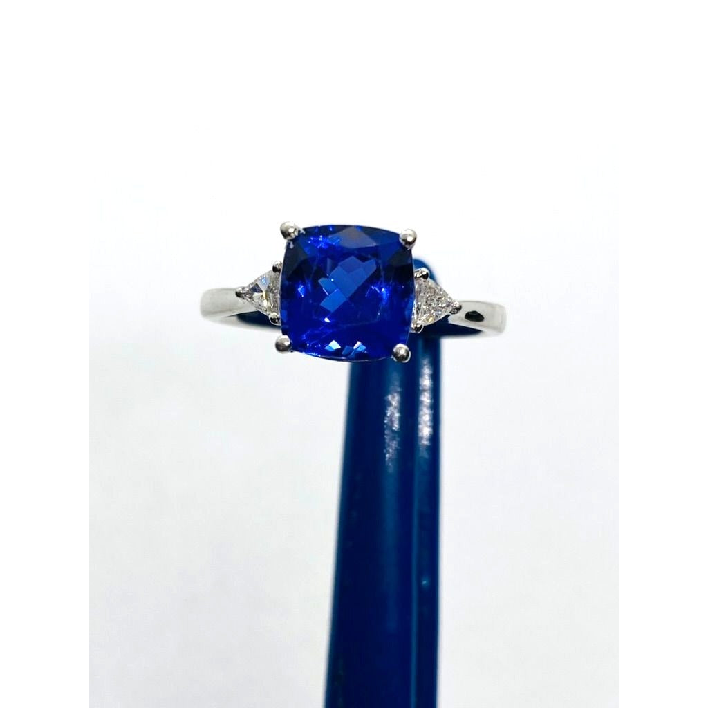 Rhapsody Platinum 950 Tanzanite and Trillian Diamond Ring Size 8