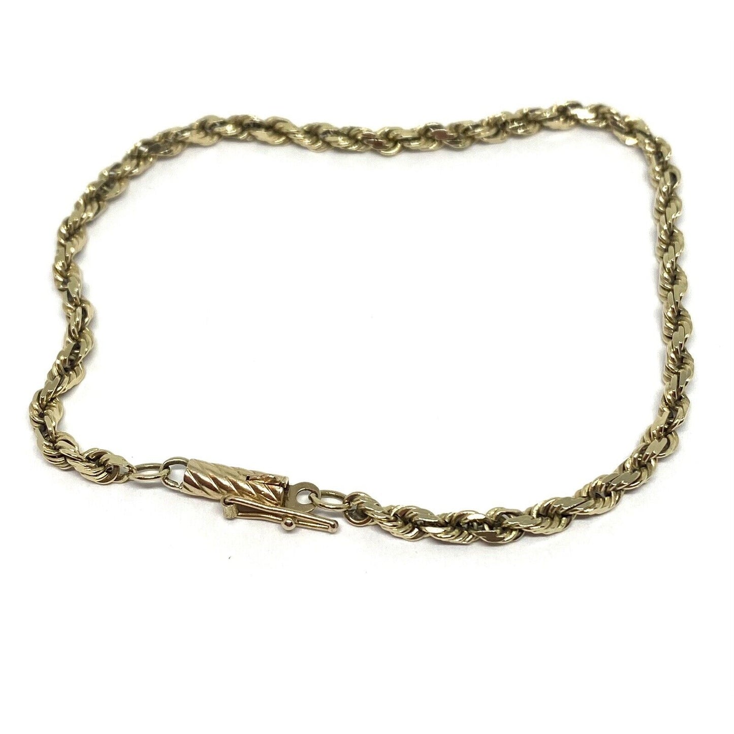 14K Yellow Gold Vintage Diamond Cut Twisted Rope Chain Bracelet 7” 4.6 Grams