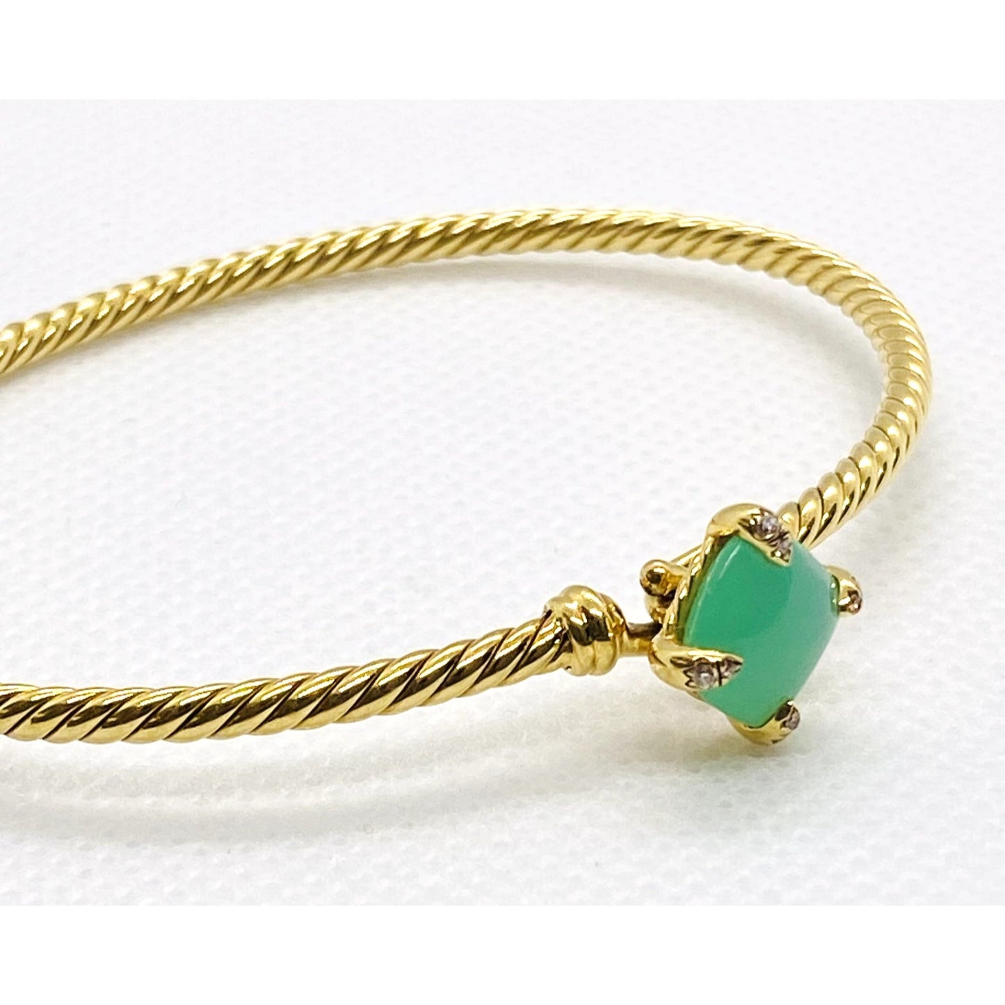 David Yurman Chatelaine Diamond Bracelet Bangle Chrysoprase 6.25"