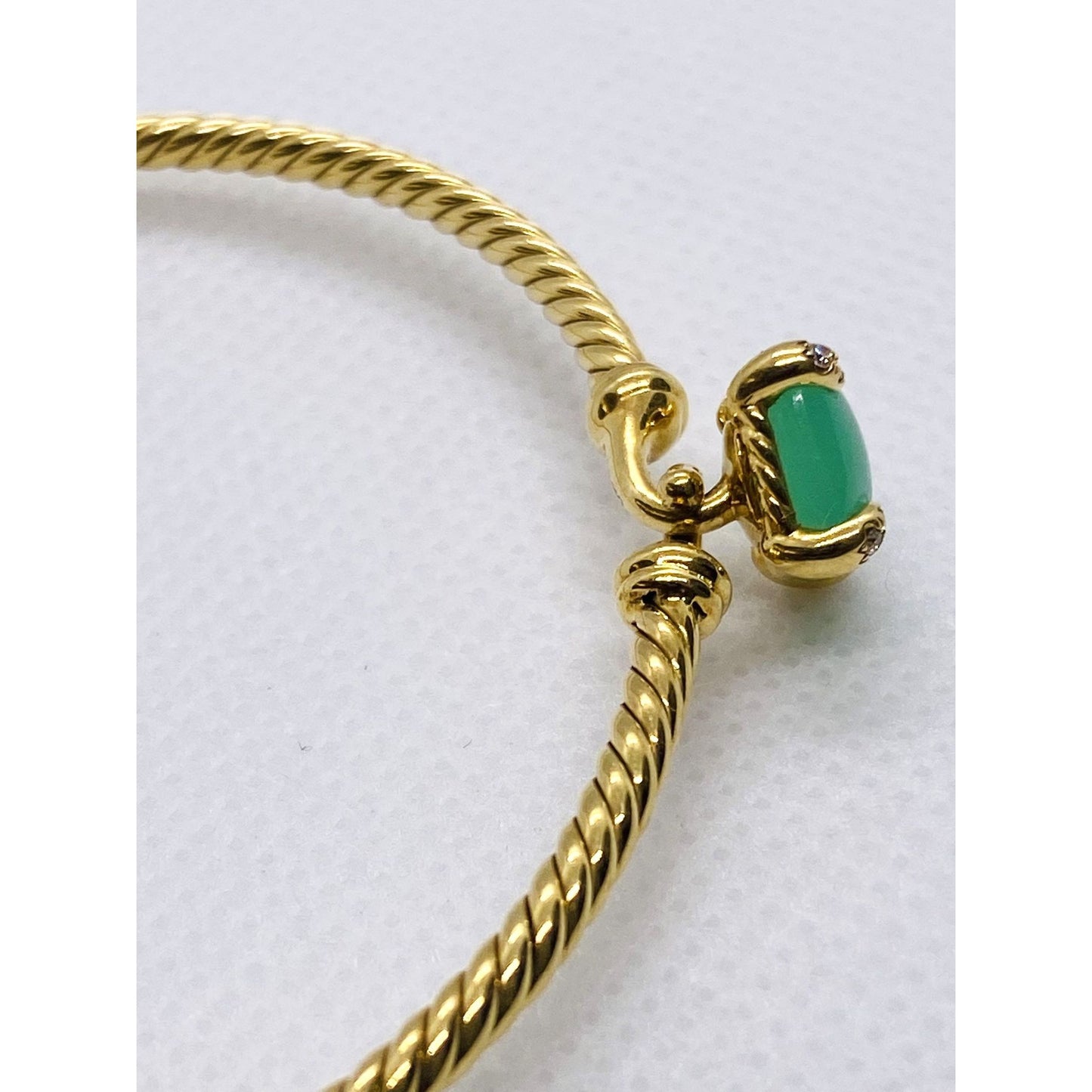 David Yurman Chatelaine Diamond Bracelet Bangle Chrysoprase 6.25"