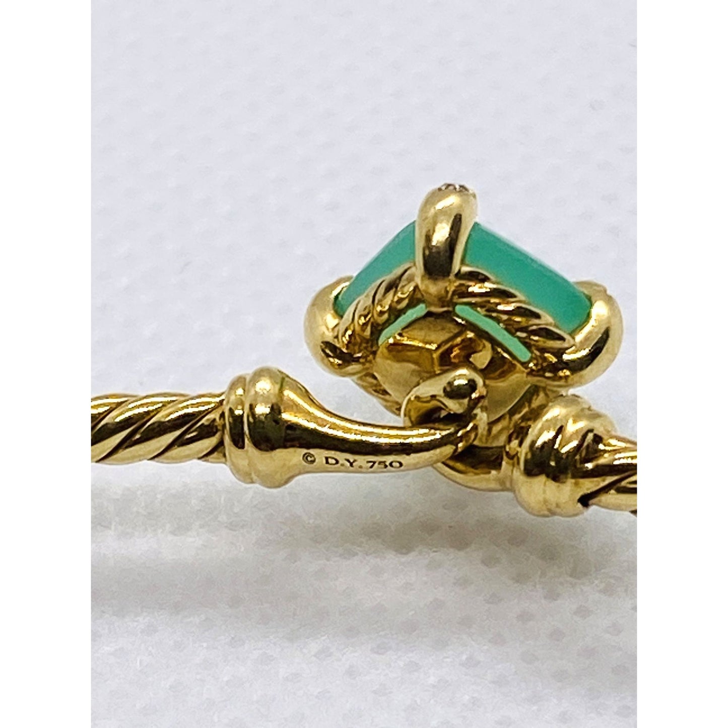 David Yurman Chatelaine Diamond Bracelet Bangle Chrysoprase 6.25"