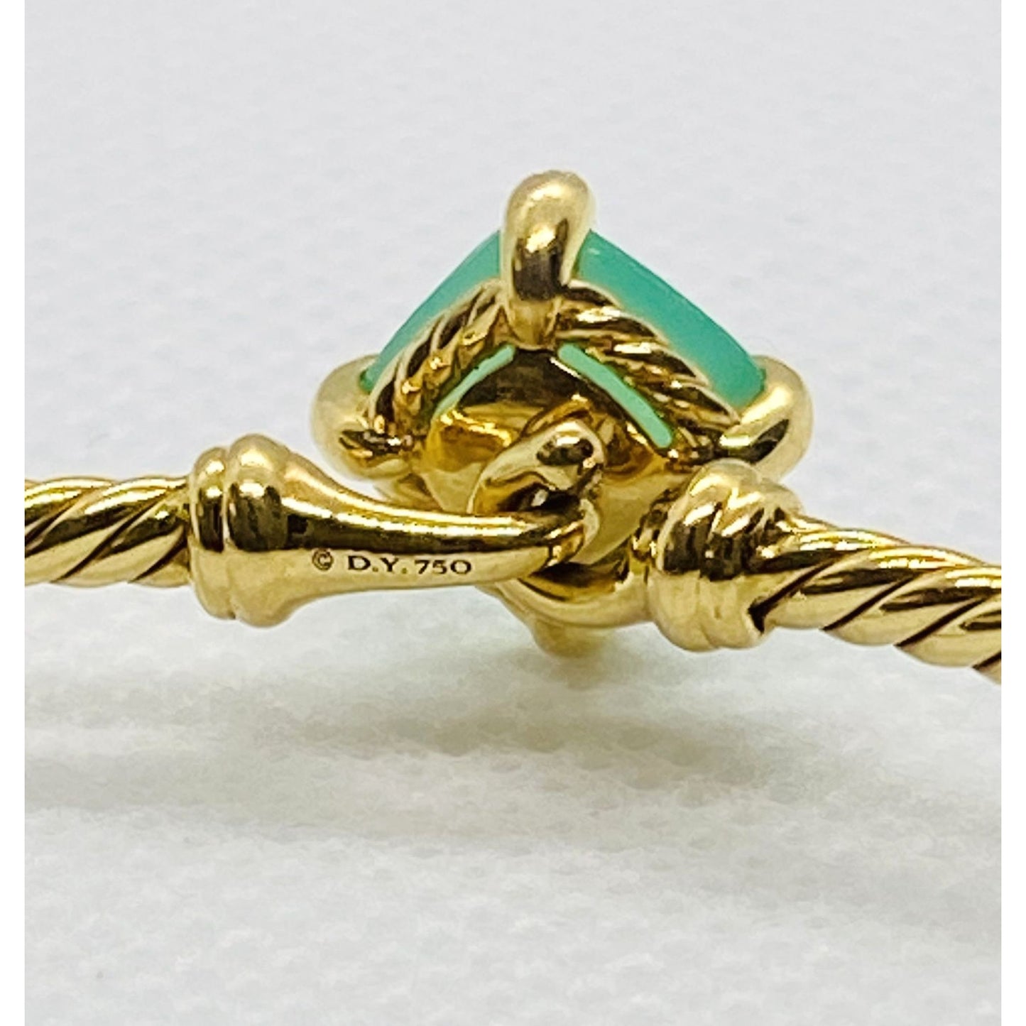 David Yurman Chatelaine Diamond Bracelet Bangle Chrysoprase 6.25"