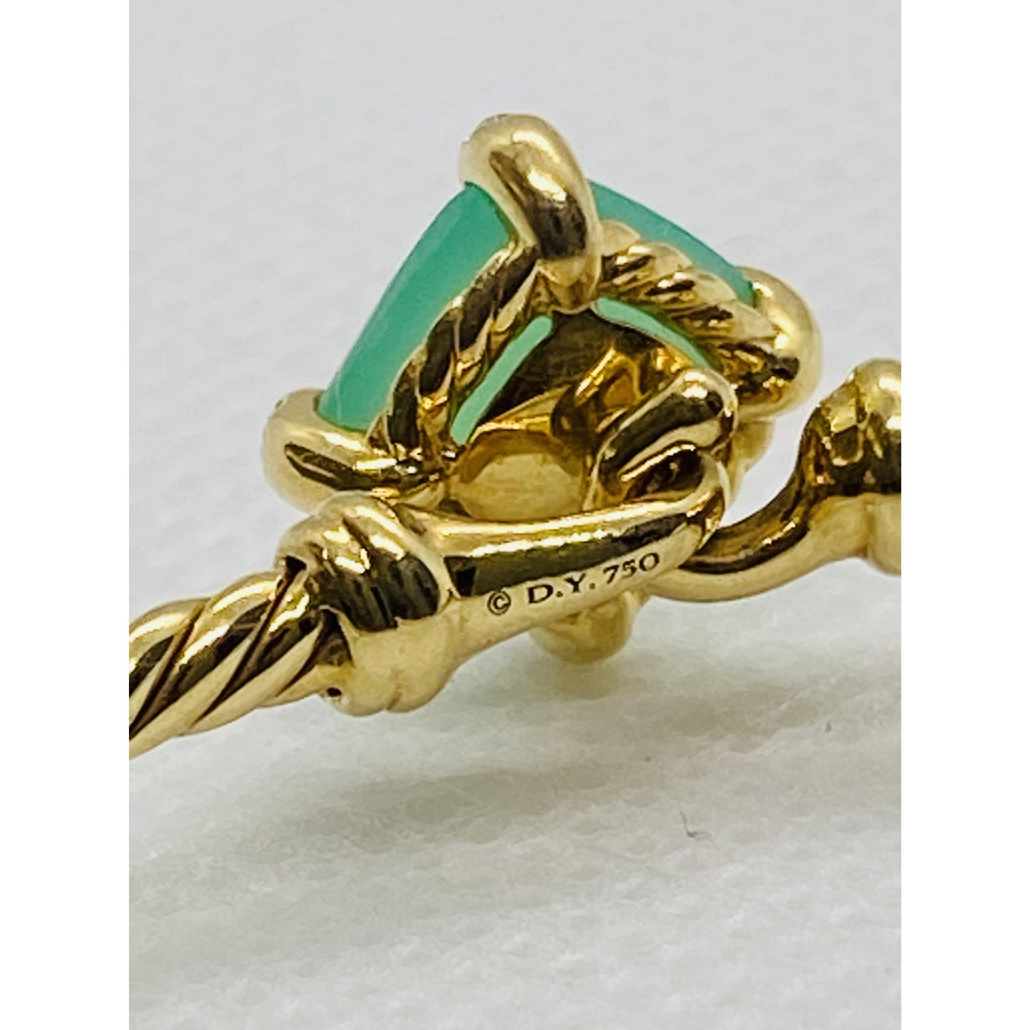 David Yurman Chatelaine Diamond Bracelet Bangle Chrysoprase 6.25"