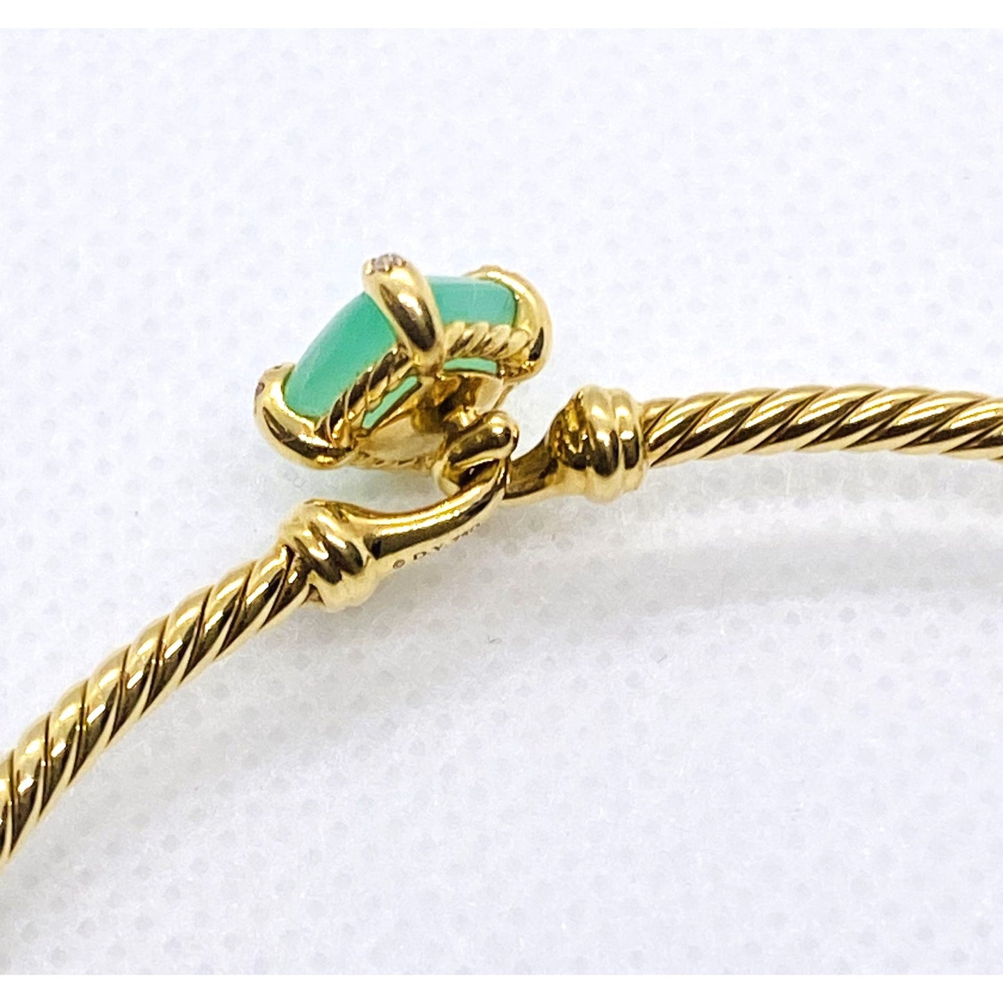 David Yurman Chatelaine Diamond Bracelet Bangle Chrysoprase 6.25"