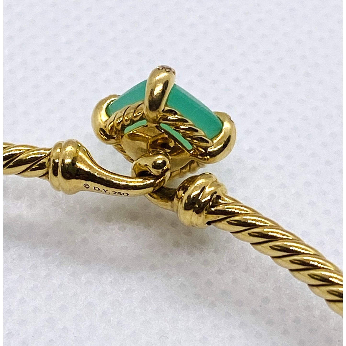 David Yurman Chatelaine Diamond Bracelet Bangle Chrysoprase 6.25"