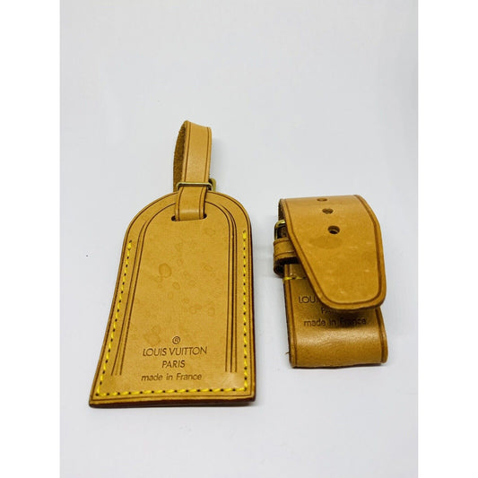 100% Authentic Louis Vuitton Luggage Bag Tag w/ Strap Large 1 Set