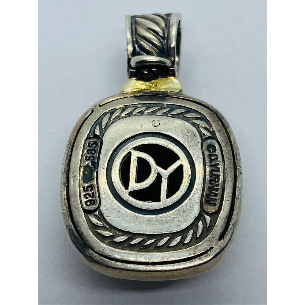 David Yurman 925 Silver 585 Gold Black Onyx Iconic Albion Enhancer Pendant