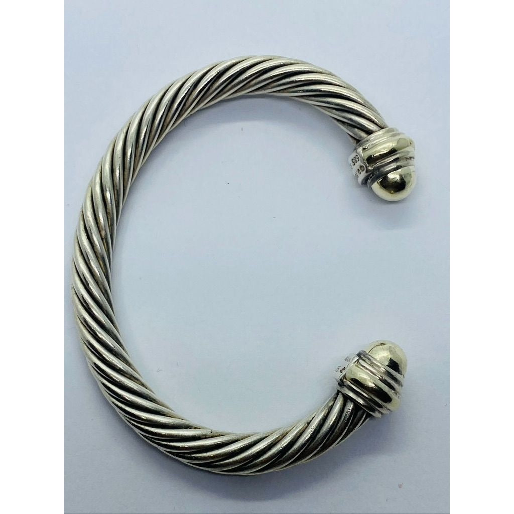 David Yurman 14K 925 Dome End Cable Bracelet 6.5"