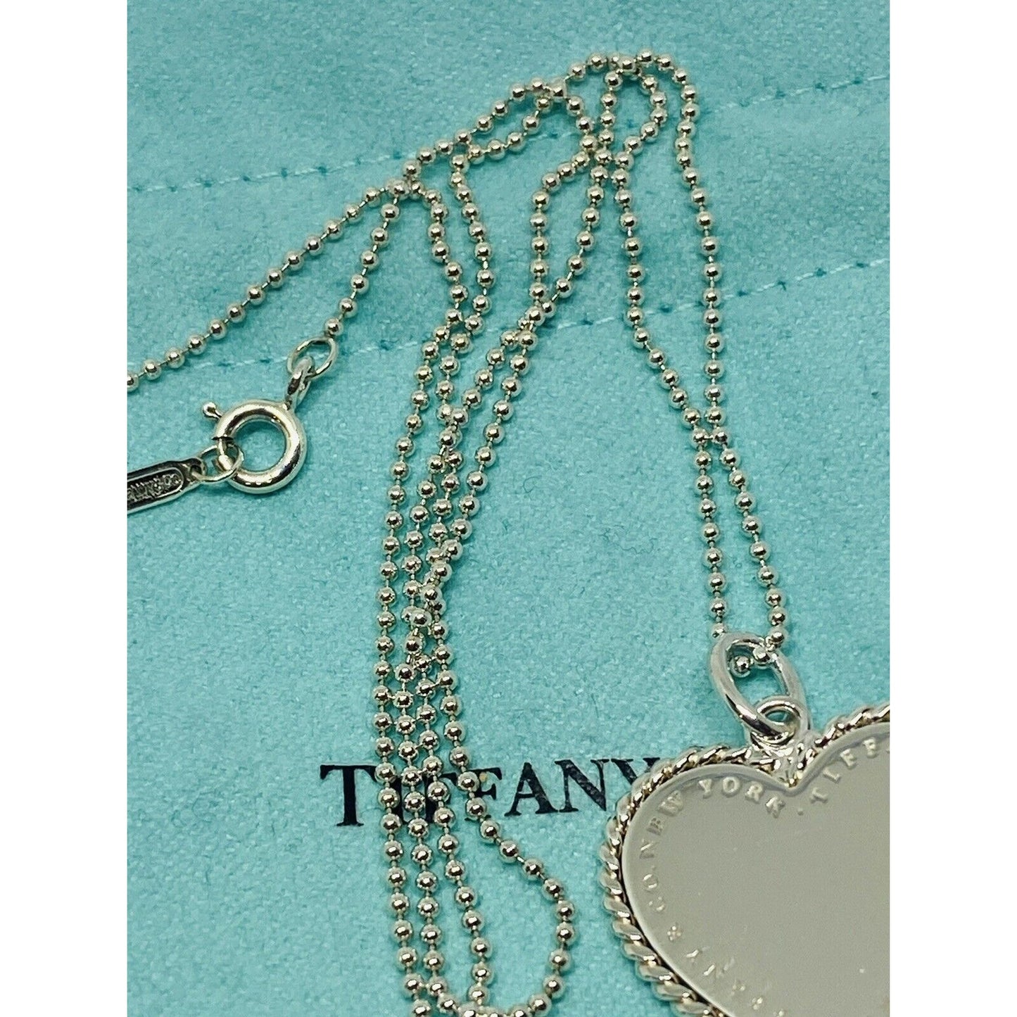 Tiffany & Co. RARE NY Twisted Heart Italy Sterling Silver Pendant Necklace BEAD
