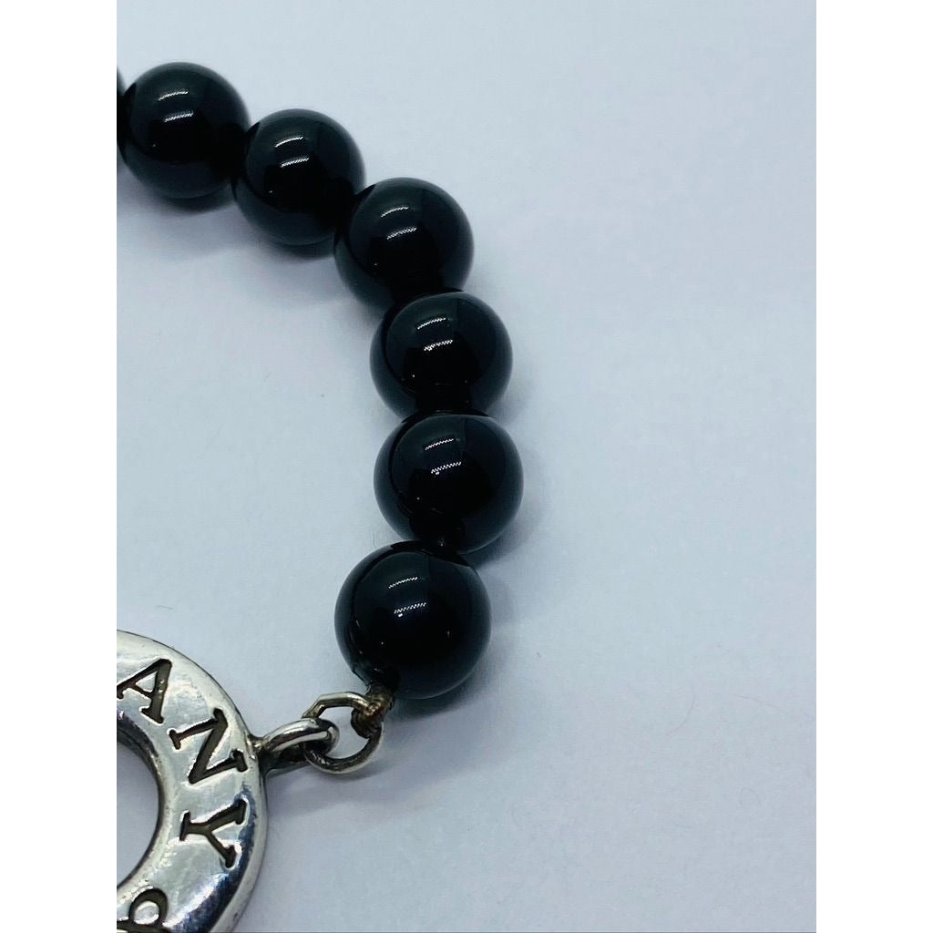 Tiffany & Co Bracelet Black Onyx Beads 925 Polished Sterling Silver Toggle Clasp