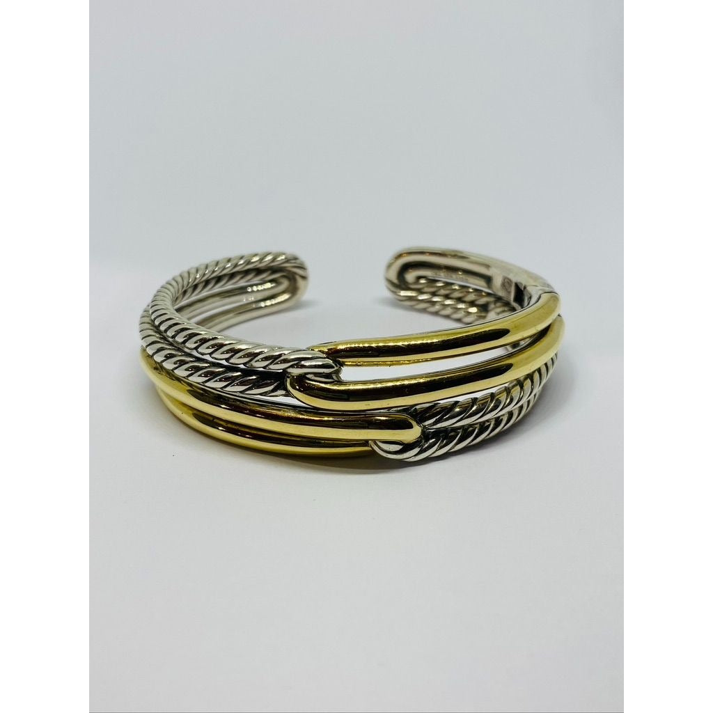 David Yurman Two Tone 18k Gold & Sterling Silver Double Loop Labyrinth bracelet