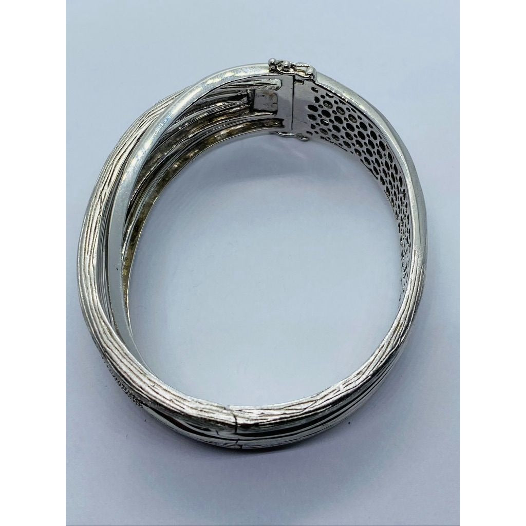 EFFY BH Balissima Diamond Sterling Silver Hinged Bangle asymmetric Bracelet