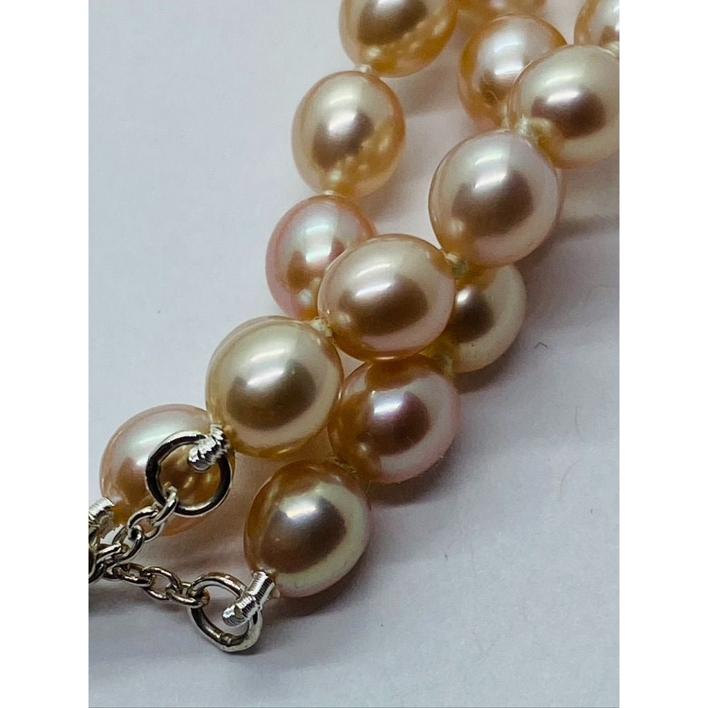 Tiffany & co. Elsa Peretti 3 Row Pink Pearl Heart Silver 925 Bracelet 7.5"