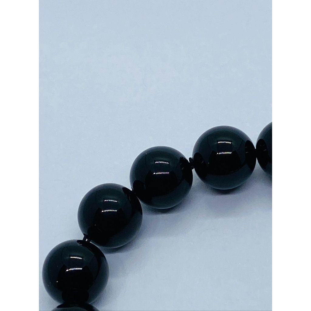 Tiffany & Co Bracelet Black Onyx Beads 925 Polished Sterling Silver Toggle Clasp
