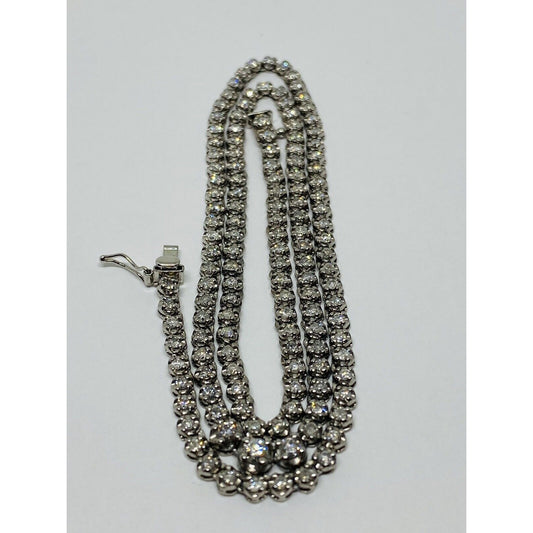 Platinum 3 Carat 137 Graduated Diamonds Tennis Necklace 16” Long