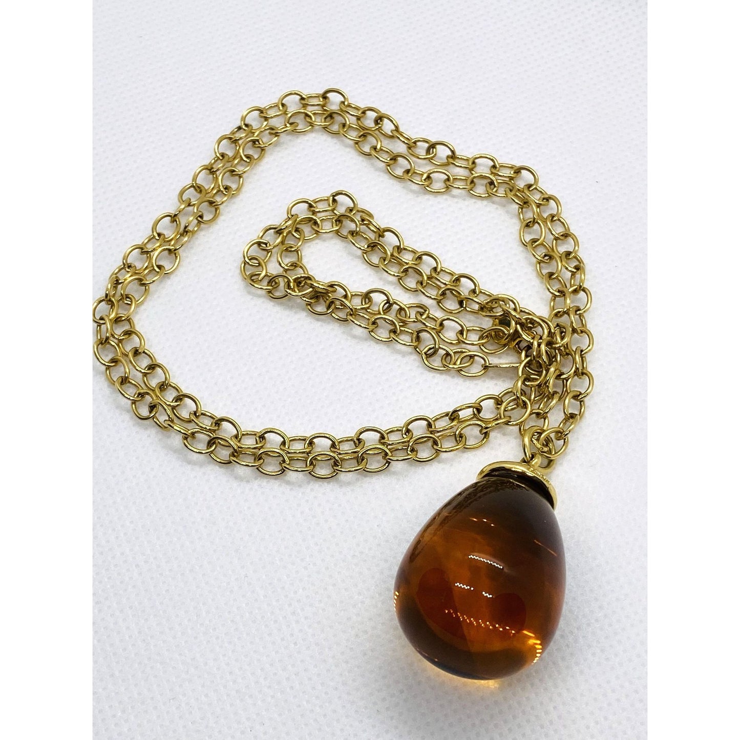 Tiffany & Co Paloma Picasso 18K 750 Yellow Gold 100CT Citrine Pendant 30"
