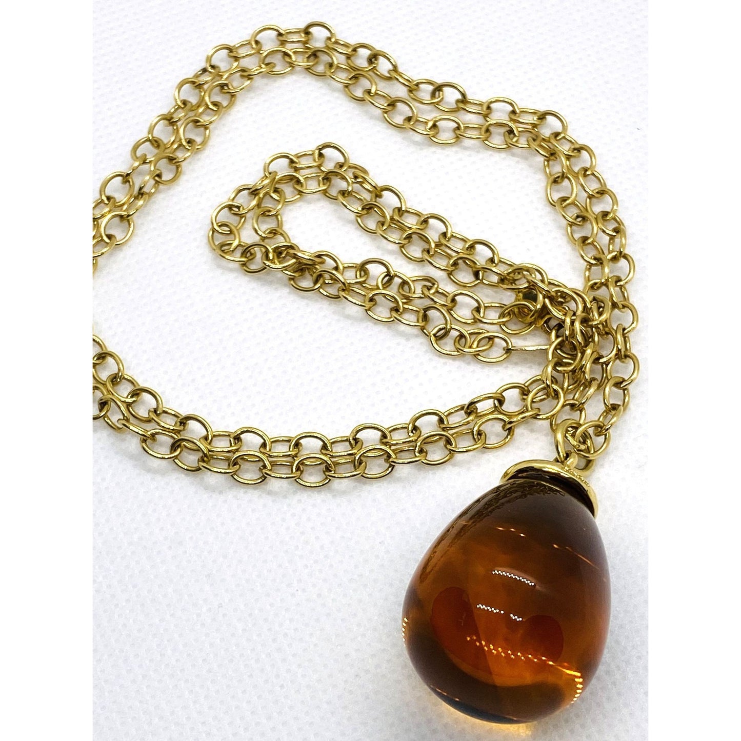 Tiffany & Co Paloma Picasso 18K 750 Yellow Gold 100CT Citrine Pendant 30"