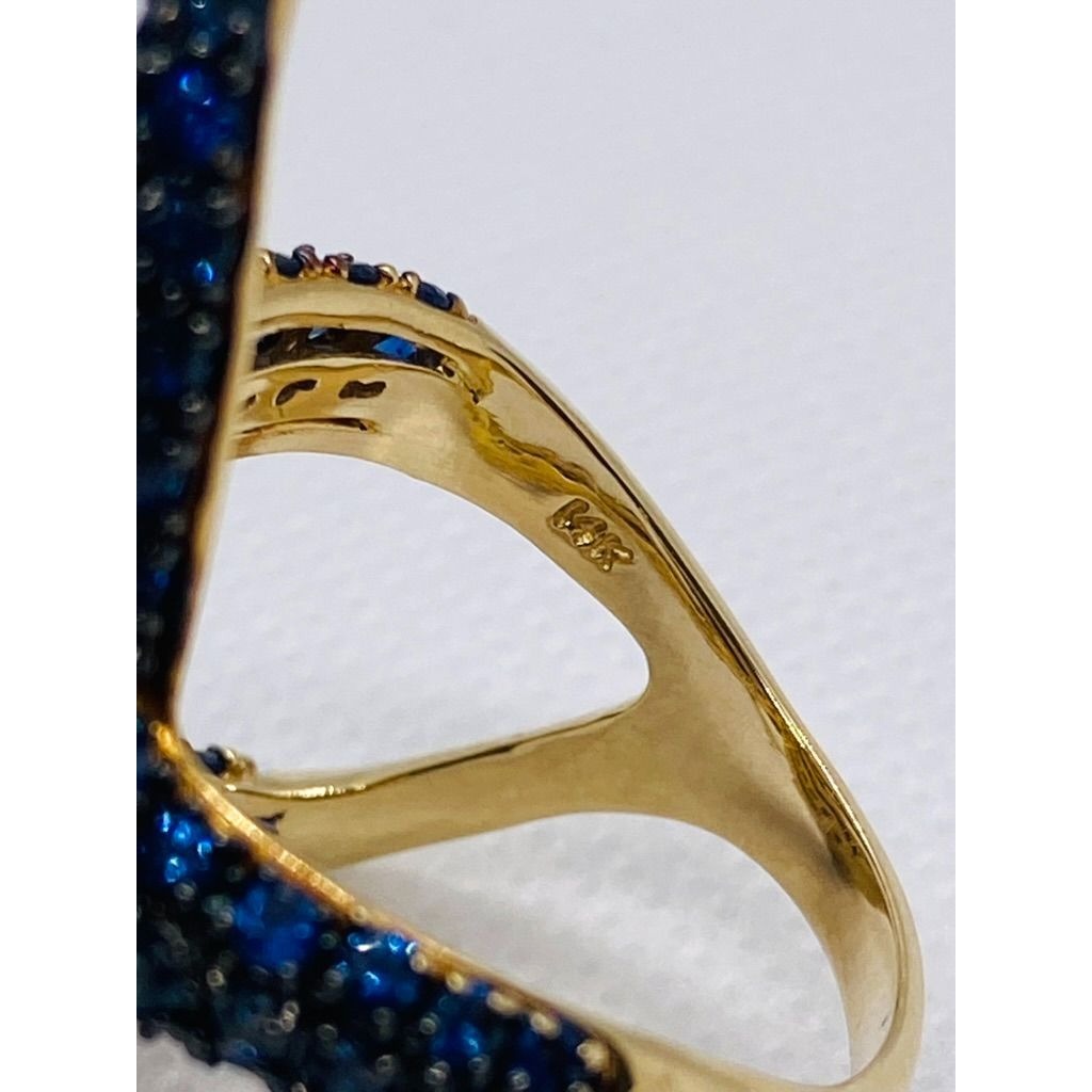 Effy 14k Yellow Gold Blue Sapphire Black Rhodium Starfish HUGE