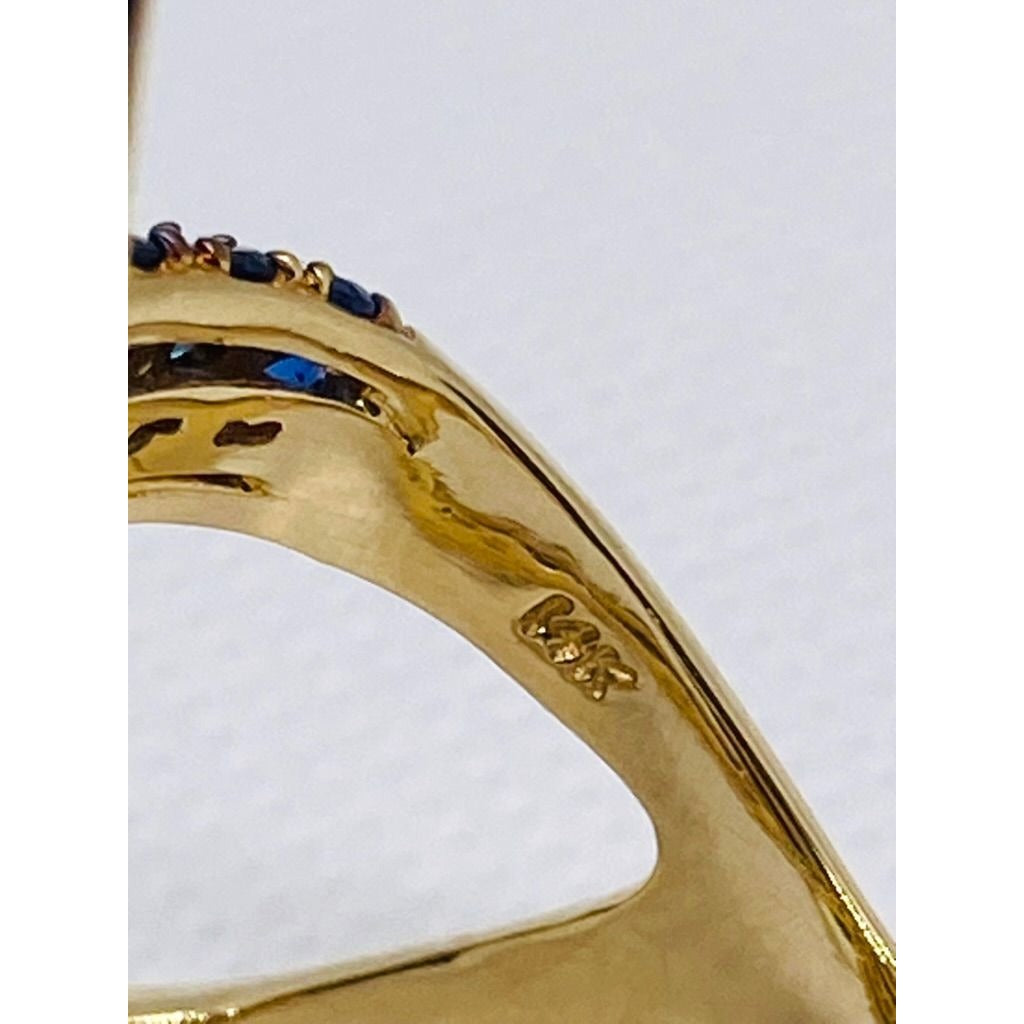 Effy 14k Yellow Gold Blue Sapphire Black Rhodium Starfish HUGE