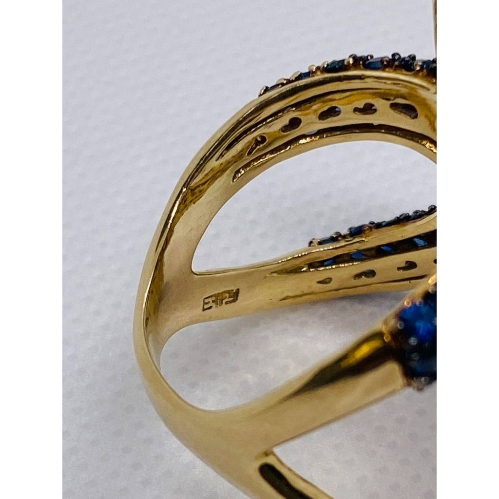 Effy 14k Yellow Gold Blue Sapphire Black Rhodium Starfish HUGE