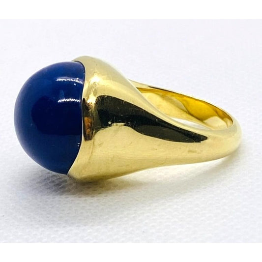 Tiffany & Co. Peretti Lapis Lazuli 18K Gold Cabochon Cocktail Ring 21.