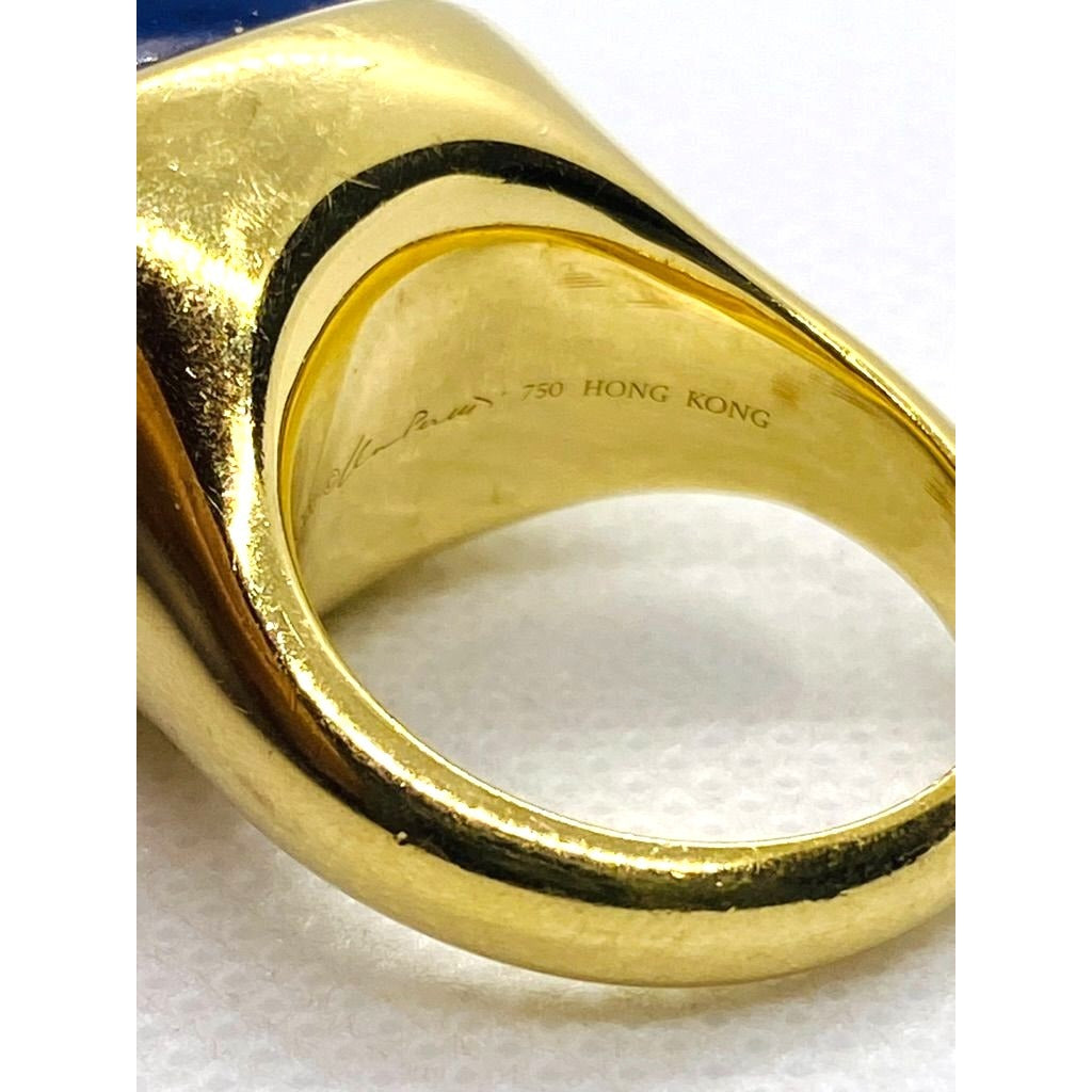 Tiffany & Co. Peretti Lapis Lazuli 18K Gold Cabochon Cocktail Ring 21.