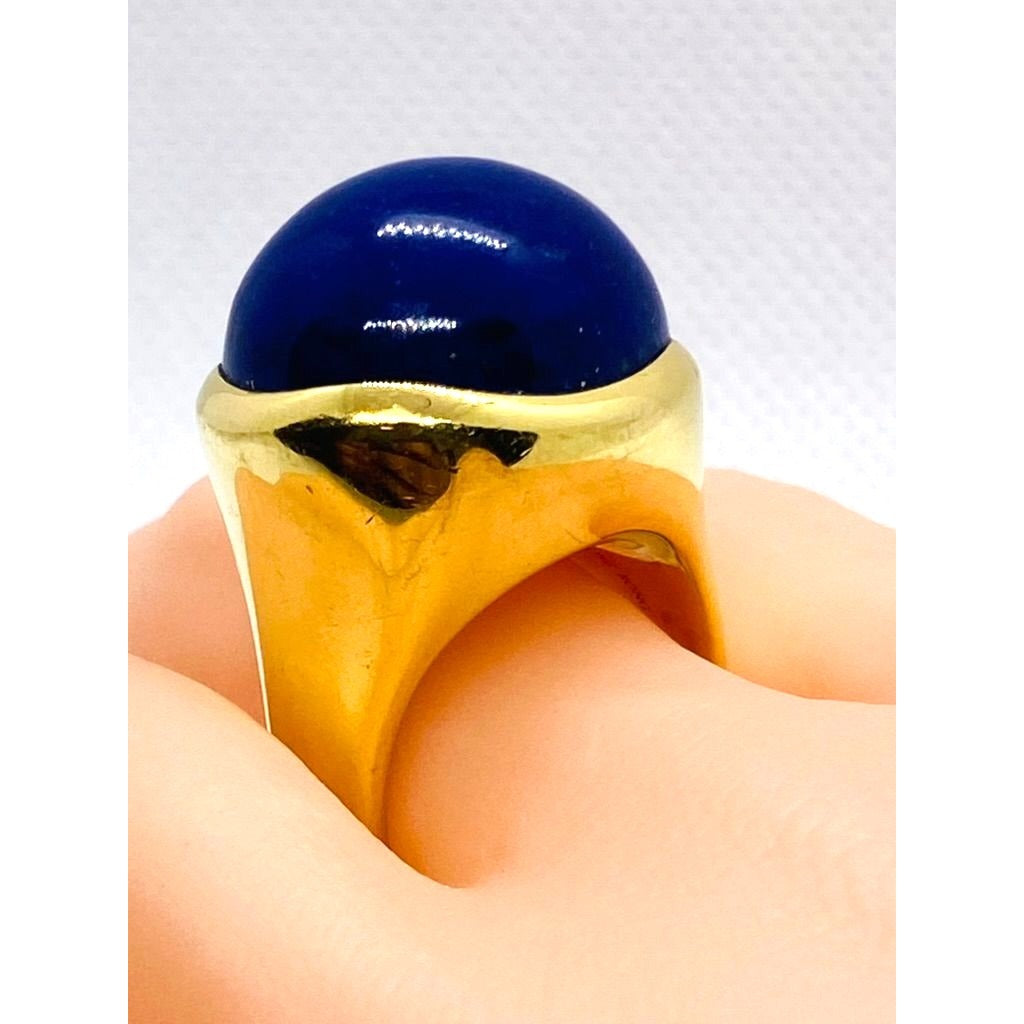 Tiffany & Co. Peretti Lapis Lazuli 18K Gold Cabochon Cocktail Ring 21.