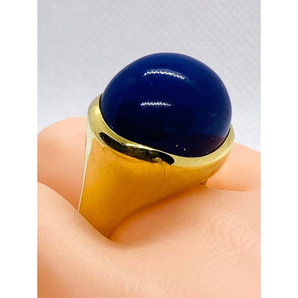 Tiffany & Co. Peretti Lapis Lazuli 18K Gold Cabochon Cocktail Ring 21.