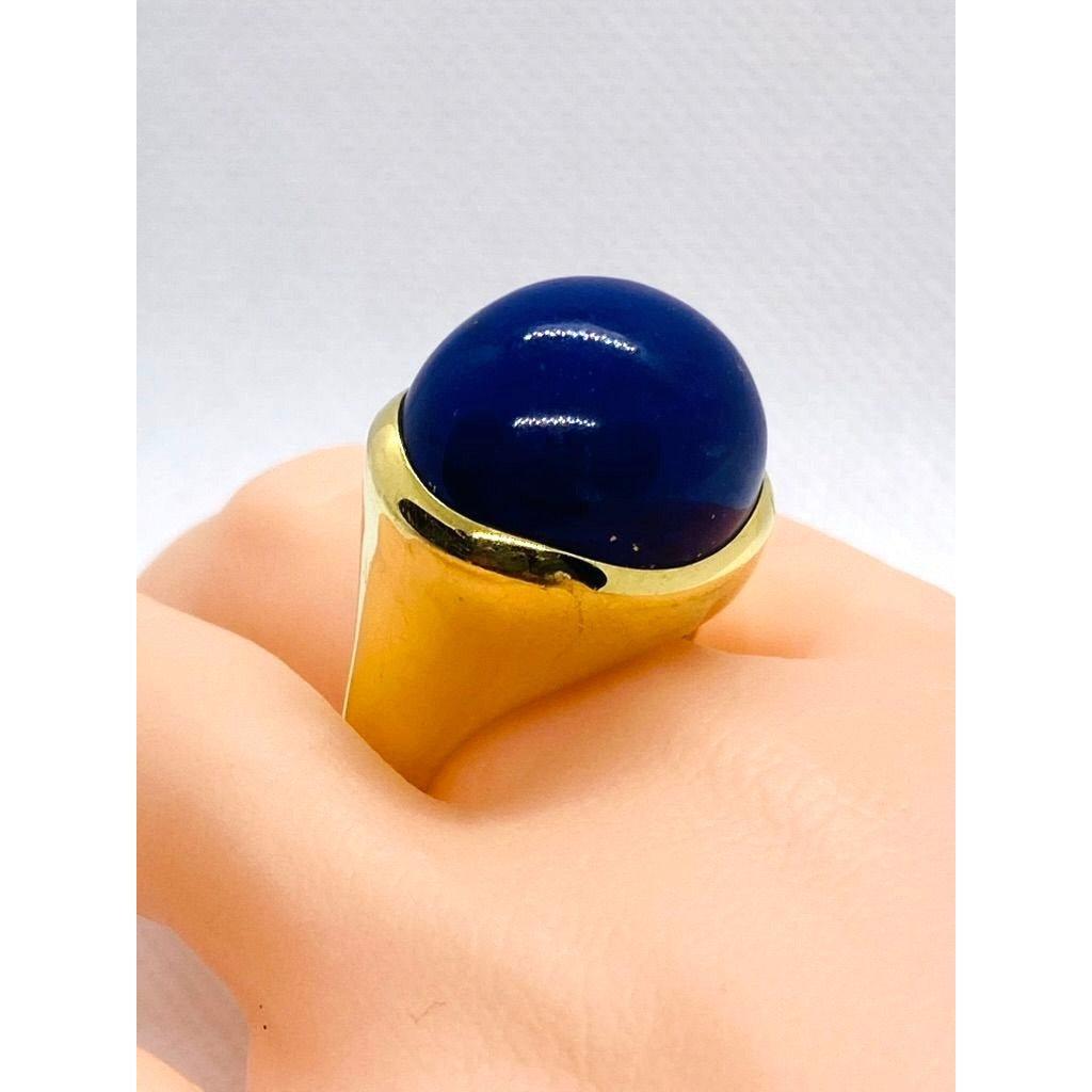 Tiffany & Co. Peretti Lapis Lazuli 18K Gold Cabochon Cocktail Ring 21.