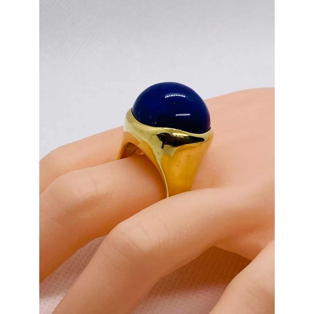 Tiffany & Co. Peretti Lapis Lazuli 18K Gold Cabochon Cocktail Ring 21.