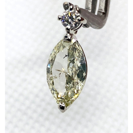 Platinum Diamond Marquise and Round Diamond Pendant Appx 1.25CT