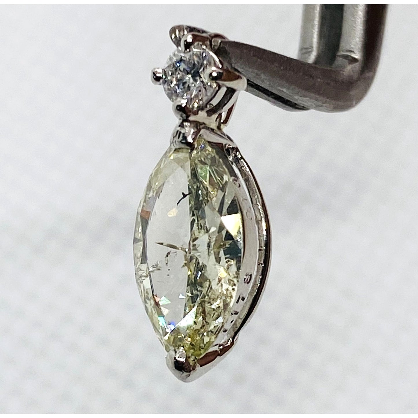 Platinum Diamond Marquise and Round Diamond Pendant Appx 1.25CT