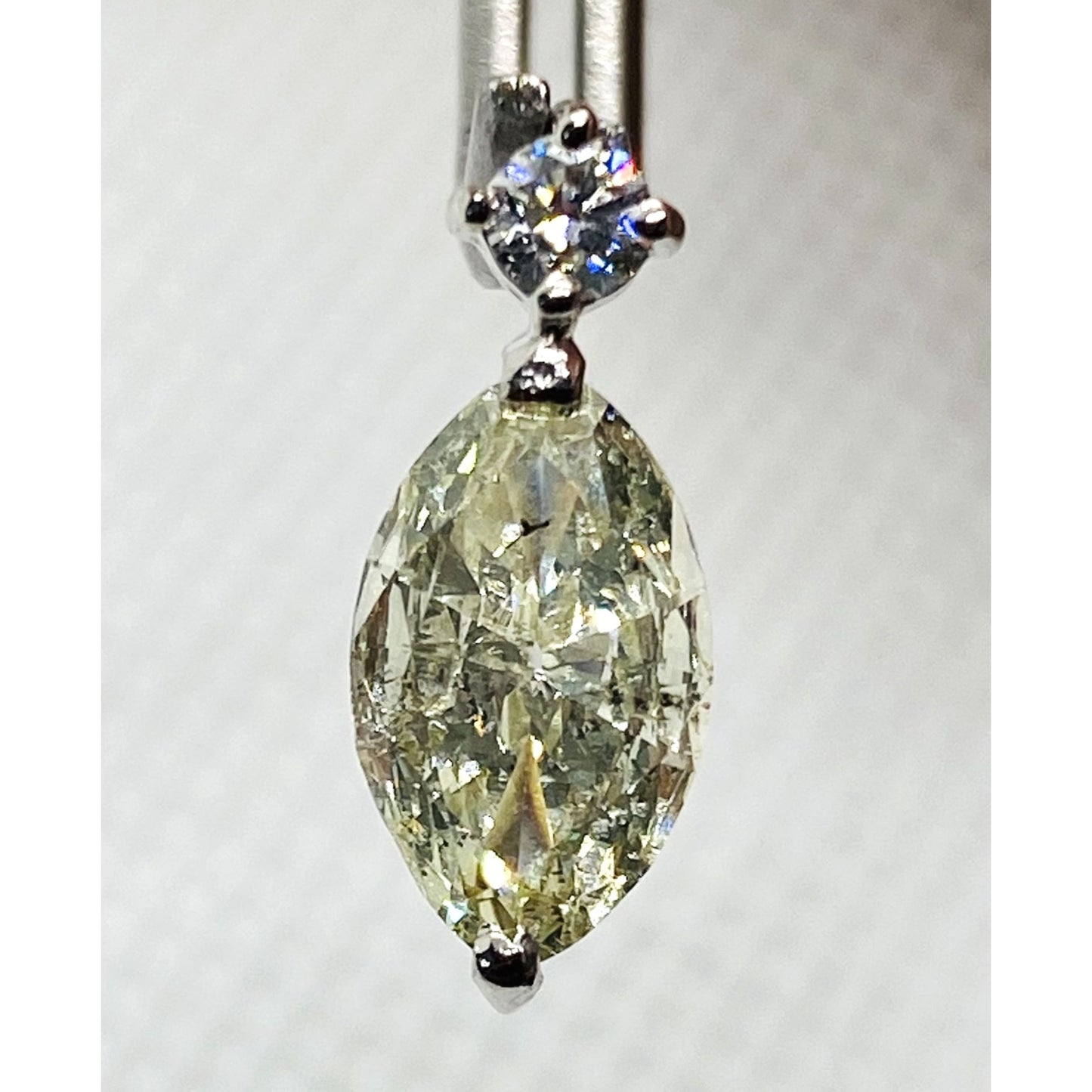 Platinum Diamond Marquise and Round Diamond Pendant Appx 1.25CT