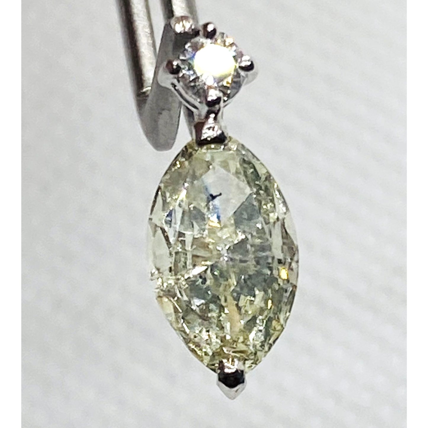 Platinum Diamond Marquise and Round Diamond Pendant Appx 1.25CT