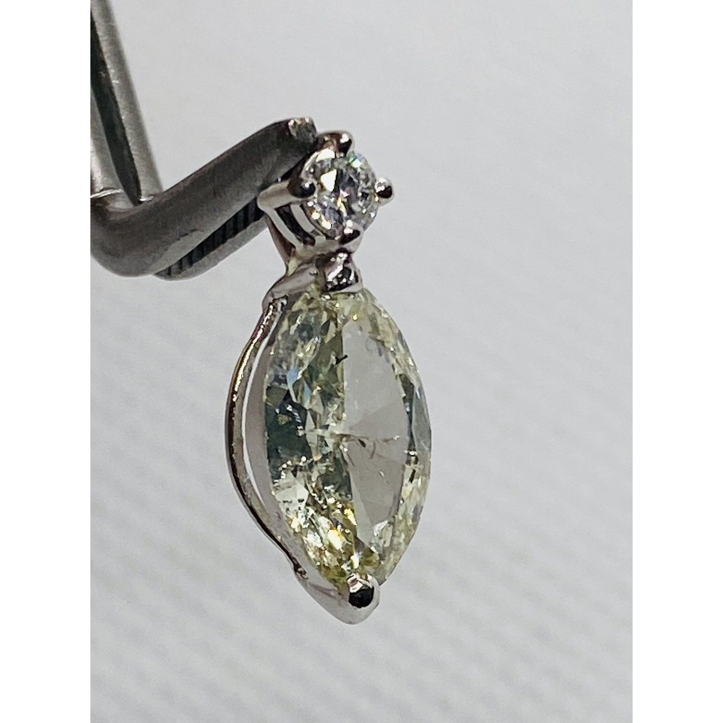 Platinum Diamond Marquise and Round Diamond Pendant Appx 1.25CT