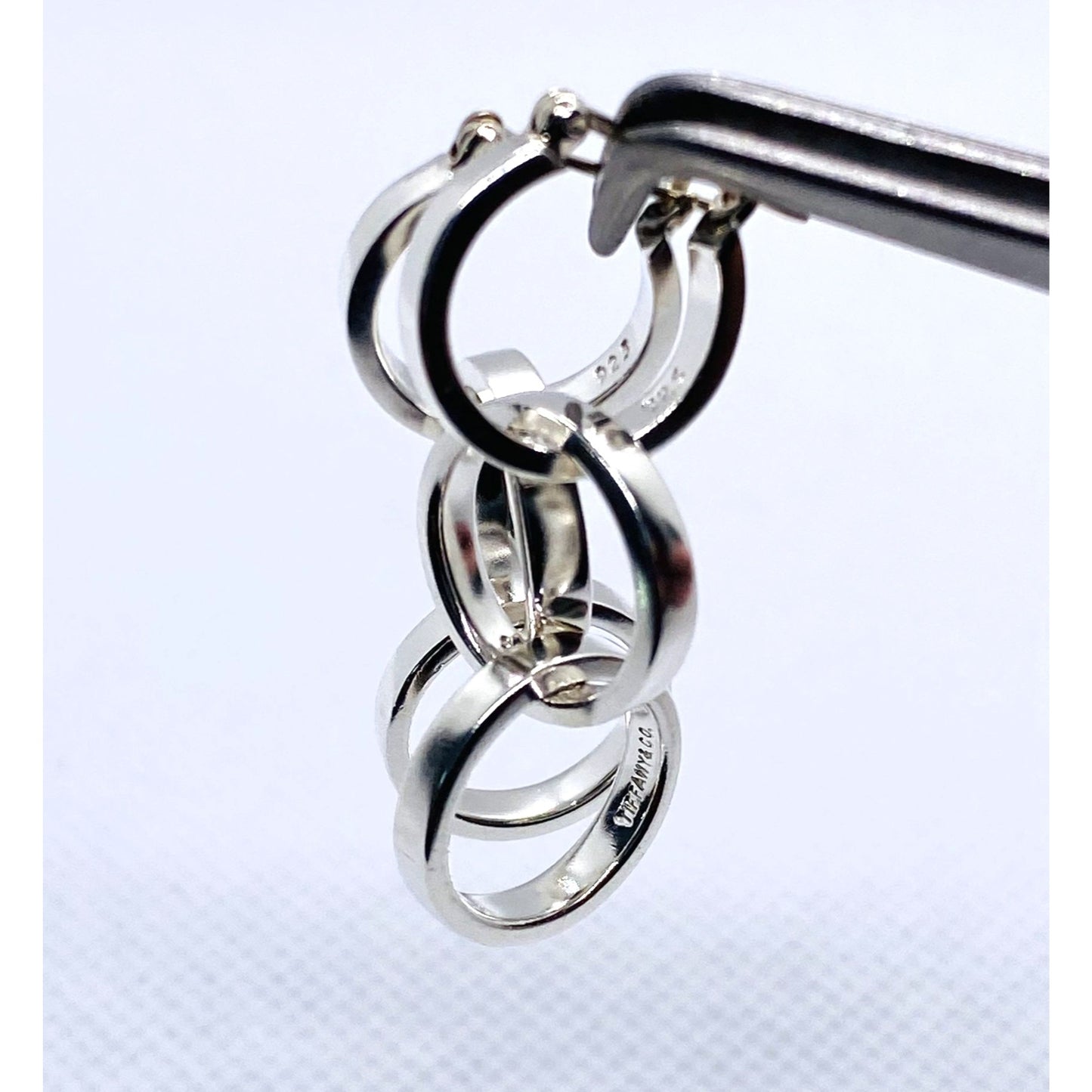 Tiffany & Co Paloma Picasso Tripe Circle Drop Earrings Sterling Silver 925